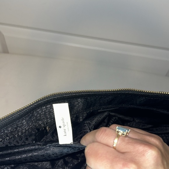 Kate Spade New York Larchmont Avenue Logo Black Leather Penny Tote Bag - Picture 9 of 17